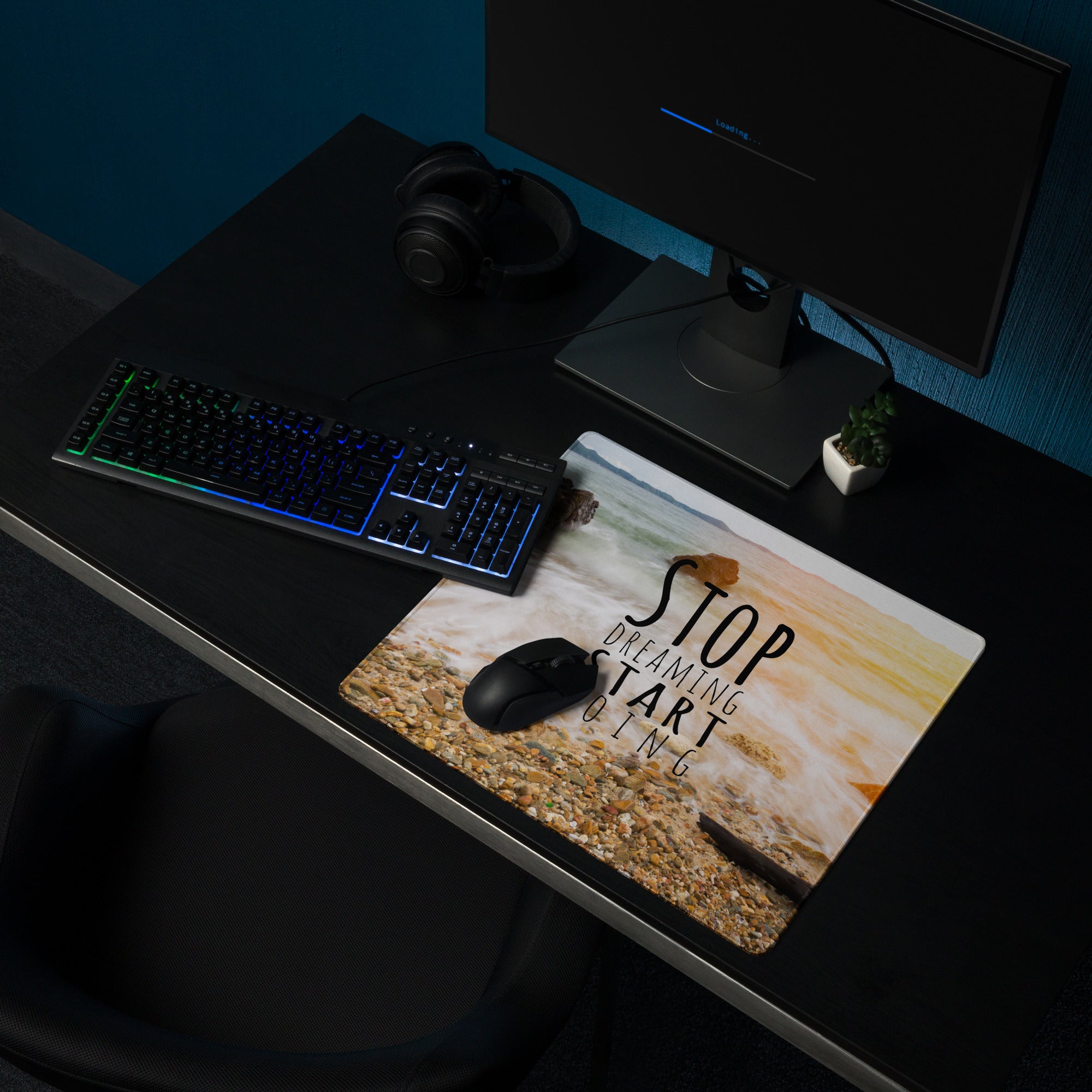 Motivational Mouse Pad Sunset Ocean Colors For Desk Office Modern Minimalist Style Inspiring Gamers Photo Print