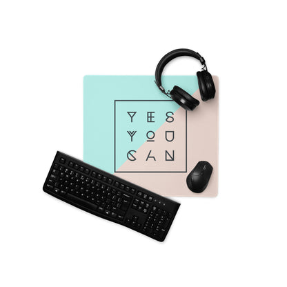 Yes You Can Mint Peach Modern Geometric Desk Mouse Pad For Office And Gaming Minimalist Desk Decor Digital Art