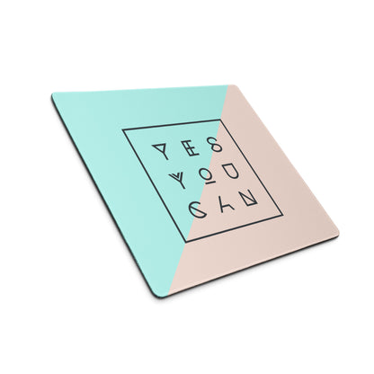Yes You Can Mint Peach Modern Geometric Desk Mouse Pad For Office And Gaming Minimalist Desk Decor Digital Art