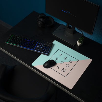 Yes You Can Mint Peach Modern Geometric Desk Mouse Pad For Office And Gaming Minimalist Desk Decor Digital Art