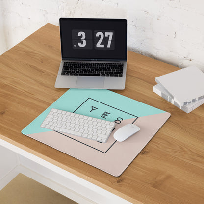 Yes You Can Mint Peach Modern Geometric Desk Mouse Pad For Office And Gaming Minimalist Desk Decor Digital Art