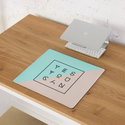 Yes You Can Mint Peach Modern Geometric Desk Mouse Pad For Office And Gaming Minimalist Desk Decor Digital Art