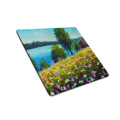 Vivid Landscape Garden Mat - Landscape Garden Scene Blue Green Impressionist Vibrant Modern Decor Oil Painting Gamers