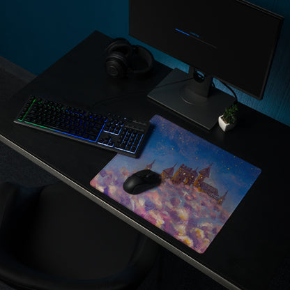 Nightfall Castle Art Mouse Pad - Castle Night Sky Blue Desk Pad Watercolor Dreamy Whimsical Decor Style Niche PC Gaming