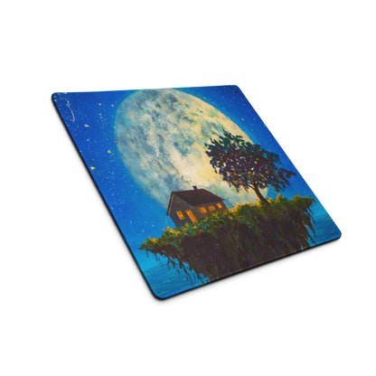 Moonlit Landscape Night Desk Pad - Moonlit Landscape Blue Night Sky Office Impressionist Dreamy Vintage Desk Oil