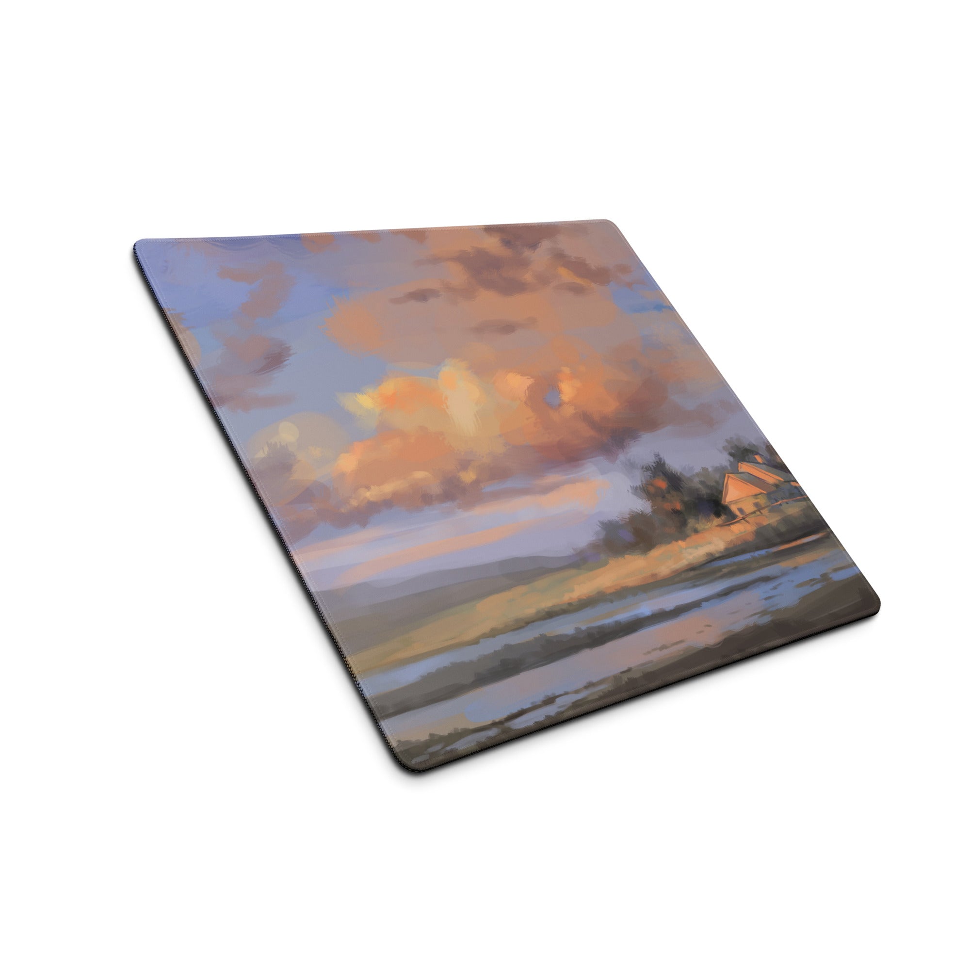 Sunset Landscape Mouse Pad - Sunset Landscape Orange Pink Blue Purple Painterly, Calm Mood Coastal Modern Desk Pad