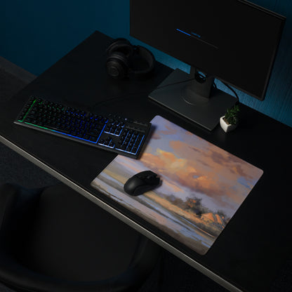 Sunset Landscape Mouse Pad - Sunset Landscape Orange Pink Blue Purple Painterly, Calm Mood Coastal Modern Desk Pad