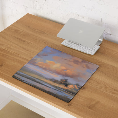 Sunset Landscape Mouse Pad - Sunset Landscape Orange Pink Blue Purple Painterly, Calm Mood Coastal Modern Desk Pad