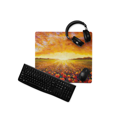 Autumn Sunset Landscape Mouse Pad - Landscape Mouse Pad Orange Yellow Purple Desk Setup Impressionist