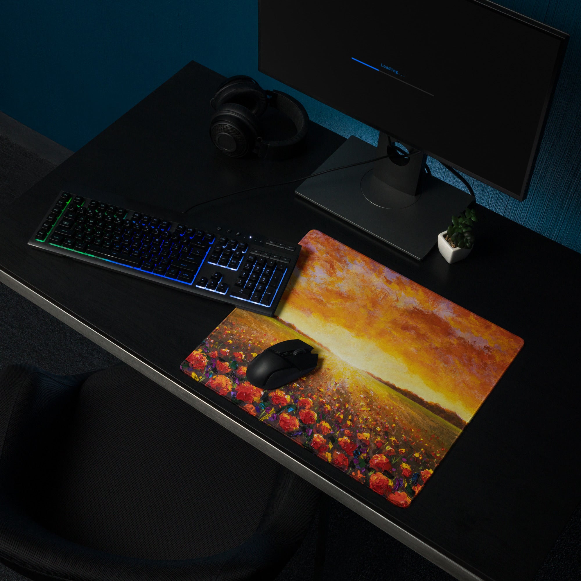 Autumn Sunset Landscape Mouse Pad - Landscape Mouse Pad Orange Yellow Purple Desk Setup Impressionist