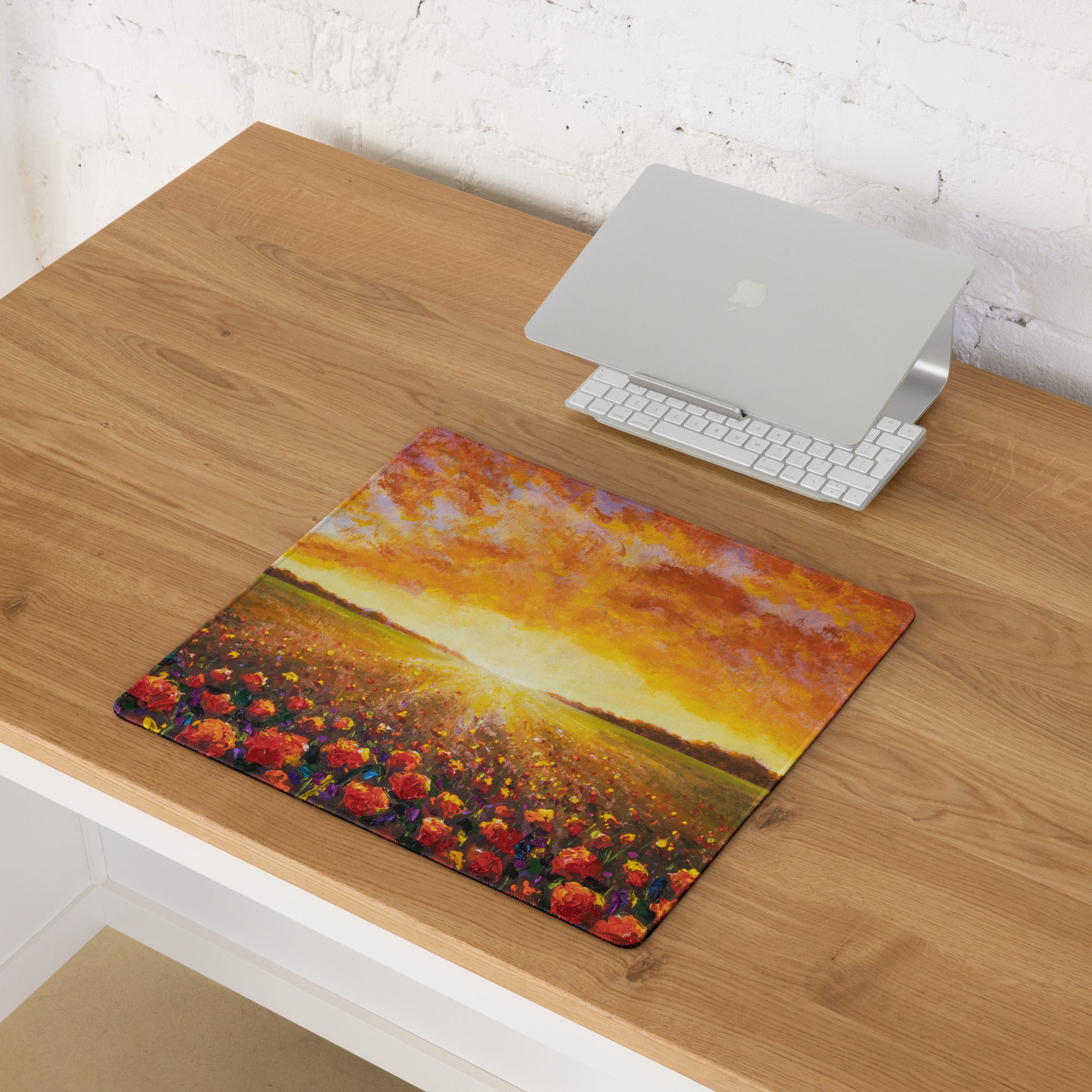Autumn Sunset Landscape Mouse Pad - Landscape Mouse Pad Orange Yellow Purple Desk Setup Impressionist