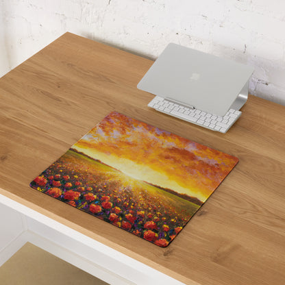 Autumn Sunset Landscape Mouse Pad - Landscape Mouse Pad Orange Yellow Purple Desk Setup Impressionist