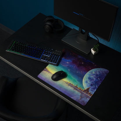 Cosmic Nightscape Mouse Pad - Space Mouse Pad Purple Blue For Gaming Dreamy Mood Cosmic Decor Digital Painting