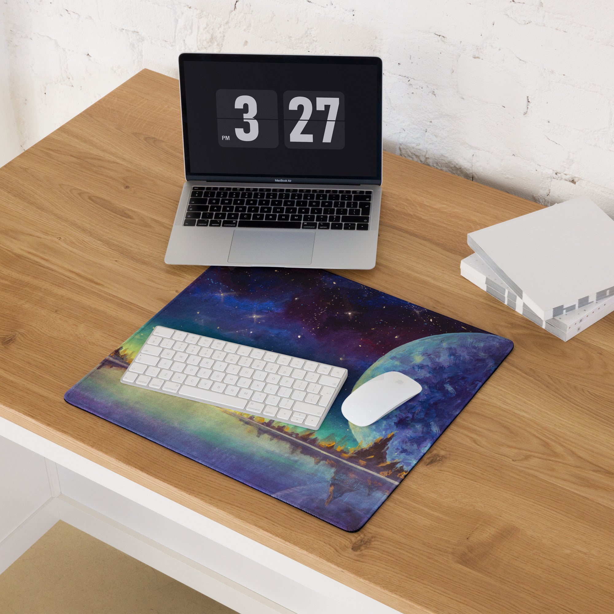 Cosmic Nightscape Mouse Pad - Space Mouse Pad Purple Blue For Gaming Dreamy Mood Cosmic Decor Digital Painting