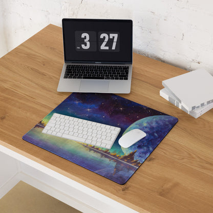 Cosmic Nightscape Mouse Pad - Space Mouse Pad Purple Blue For Gaming Dreamy Mood Cosmic Decor Digital Painting