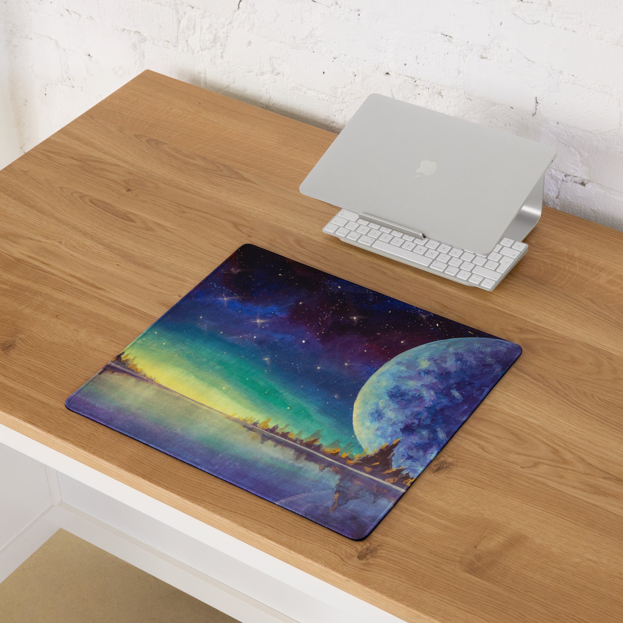 Cosmic Nightscape Mouse Pad - Space Mouse Pad Purple Blue For Gaming Dreamy Mood Cosmic Decor Digital Painting