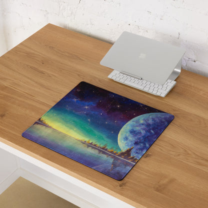 Cosmic Nightscape Mouse Pad - Space Mouse Pad Purple Blue For Gaming Dreamy Mood Cosmic Decor Digital Painting