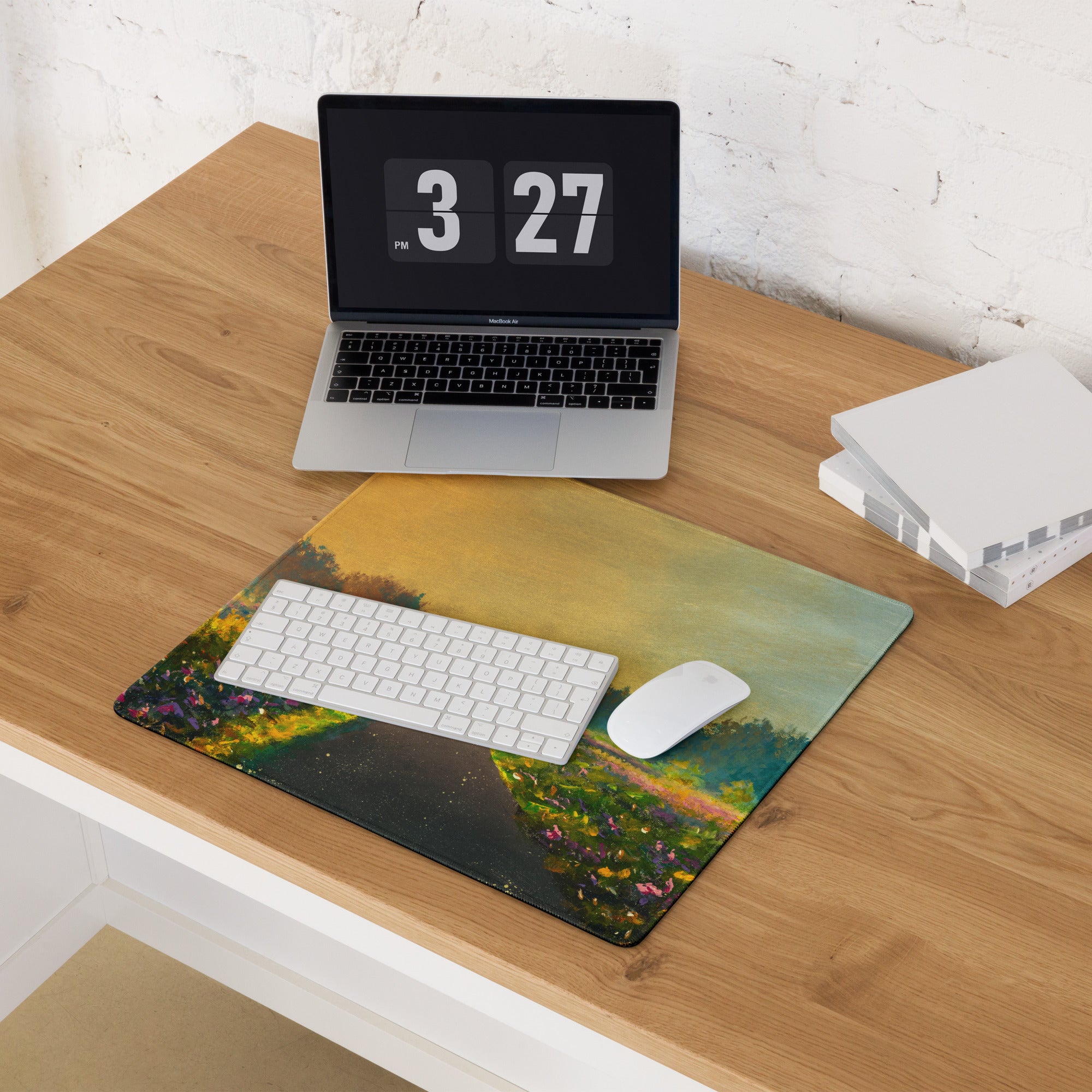 Golden Sunset Landscape Desk Pad - Landscape Desk Pad Golden Sunset Impressionist Warm Mood Modern Office Decor Acrylic