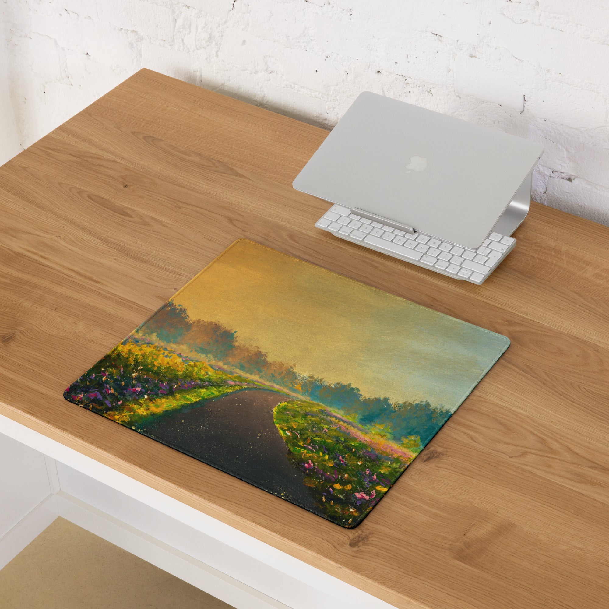 Golden Sunset Landscape Desk Pad - Landscape Desk Pad Golden Sunset Impressionist Warm Mood Modern Office Decor Acrylic