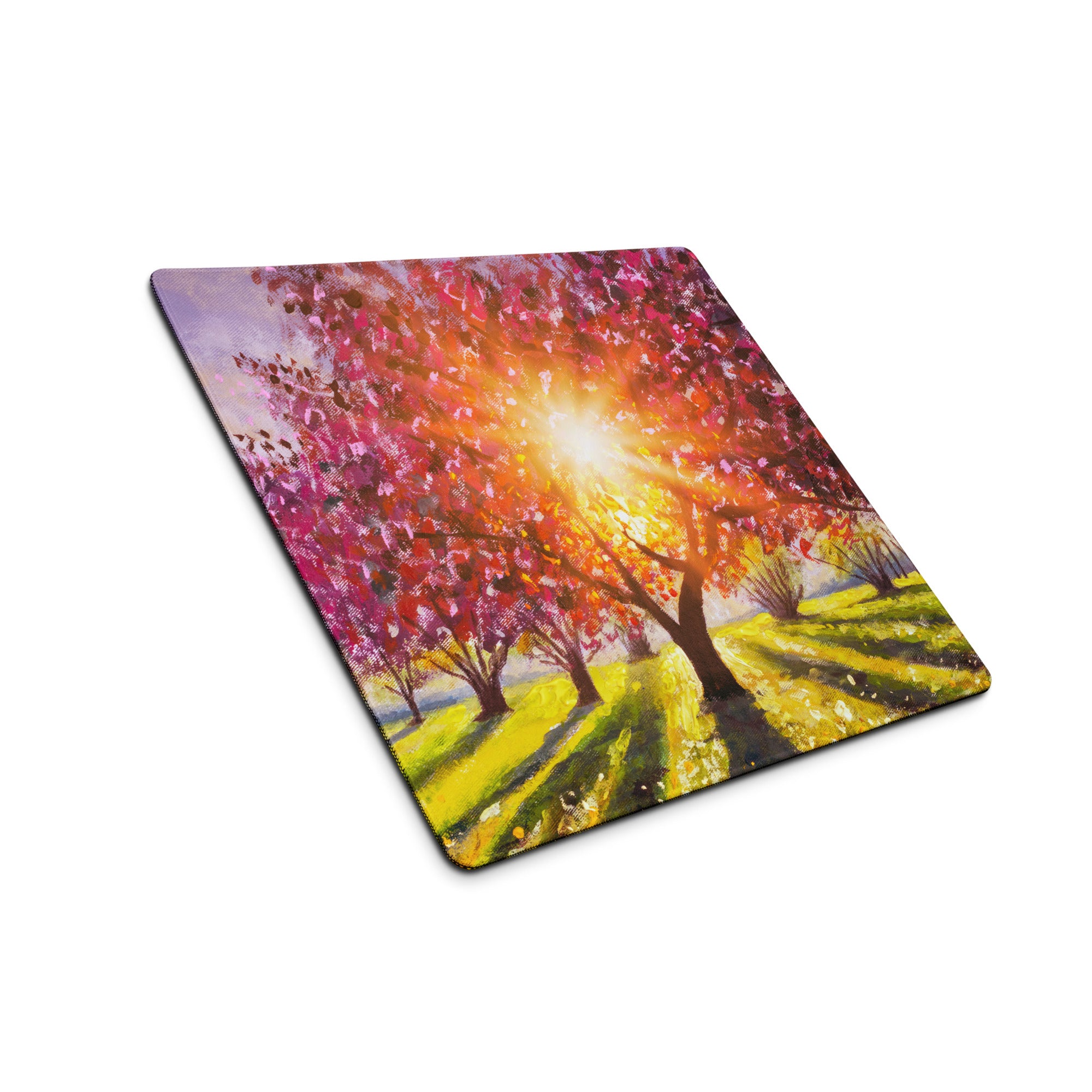 Cherry Blossom Mouse Pad - Cherry Blossom Pink Purple Gold Desk Mat Bright Mood Modern Decor Gaming Desk Mat Oil