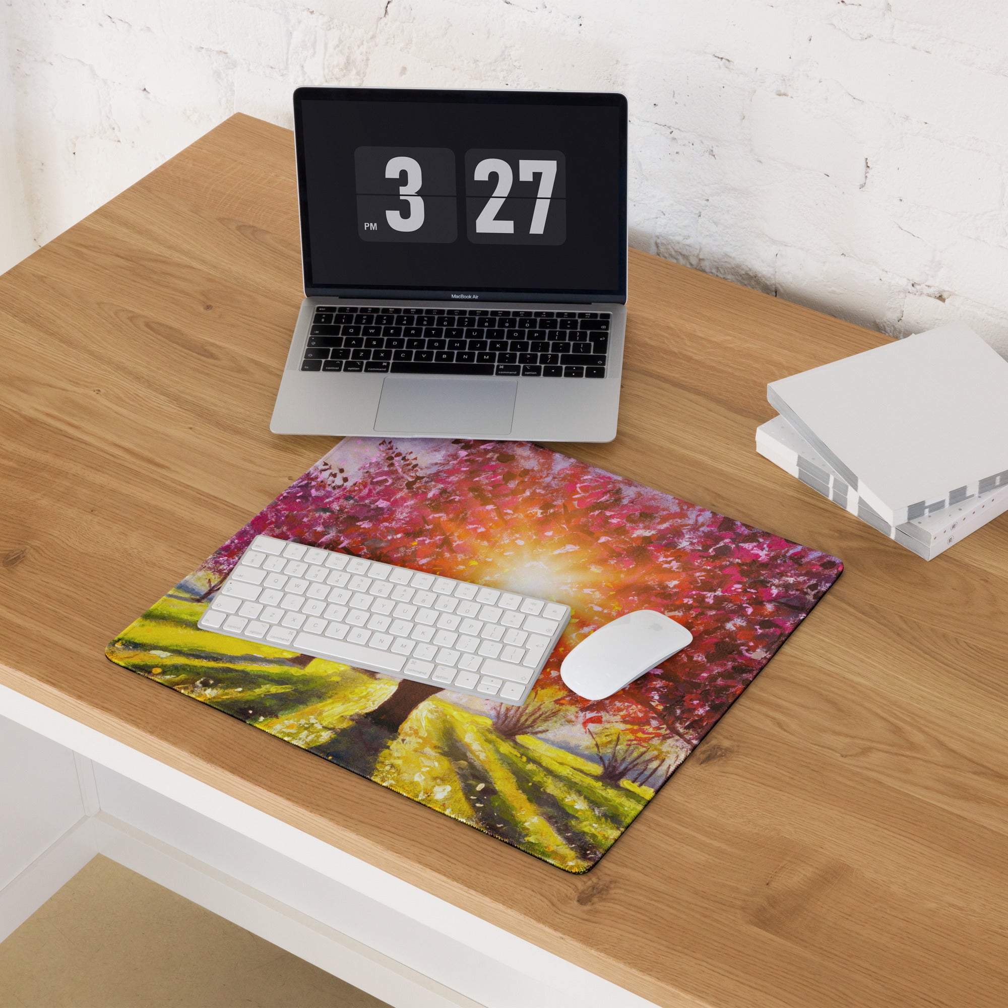 Cherry Blossom Mouse Pad - Cherry Blossom Pink Purple Gold Desk Mat Bright Mood Modern Decor Gaming Desk Mat Oil