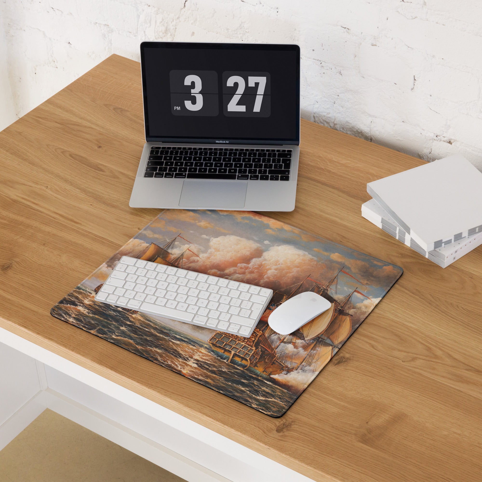 Vintage Maritime Sailing Ship Mouse Pad - Sailing Ships Nautical Desk Pad Vintage Maritime Oil Painting