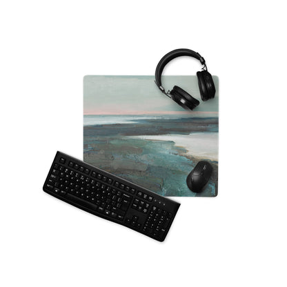 Pastel Seascape Horizon Mouse Pad - Seascape Blue Pink Desk Pad Calm Coastal Minimalist Non Slip Gaming Pad