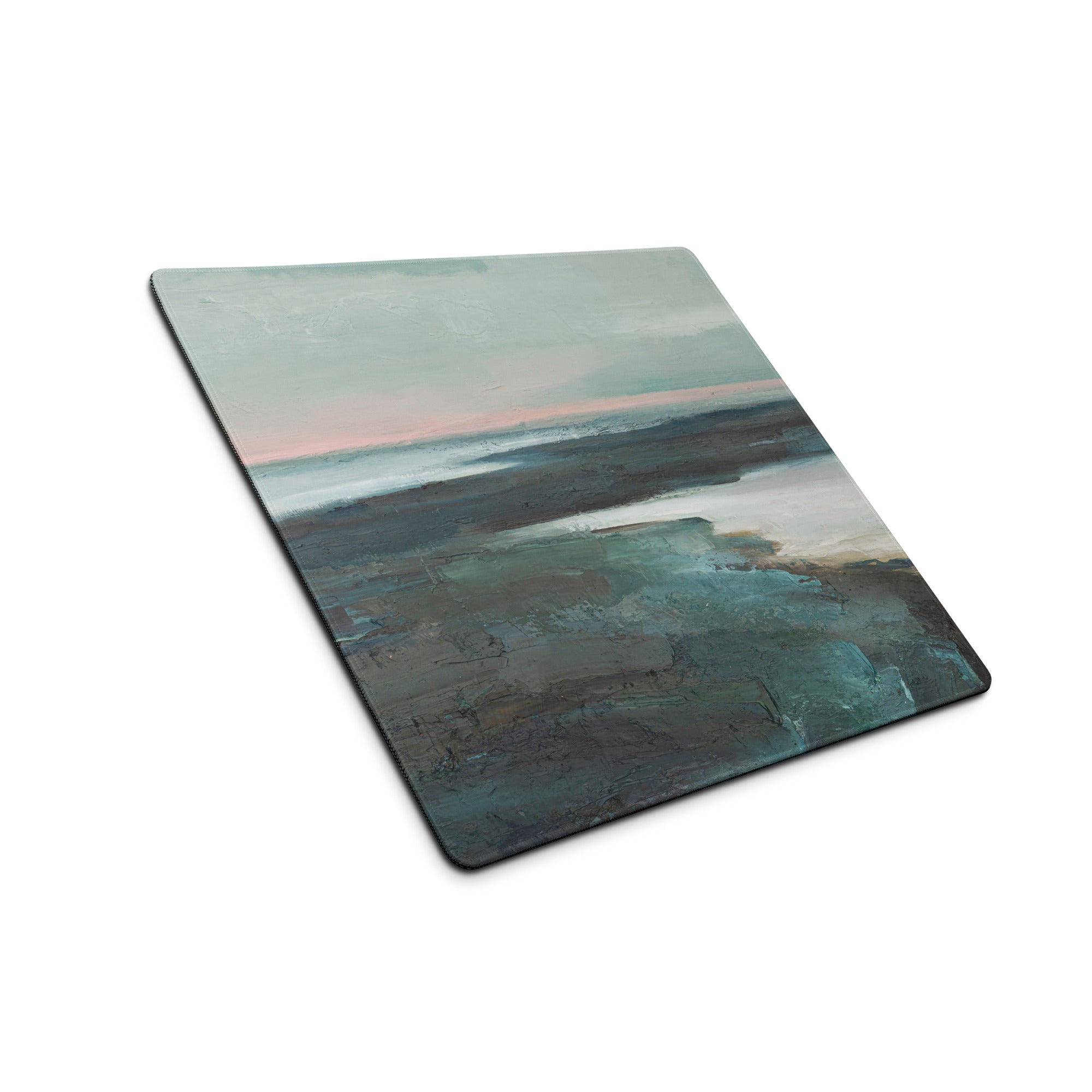 Pastel Seascape Horizon Mouse Pad - Seascape Blue Pink Desk Pad Calm Coastal Minimalist Non Slip Gaming Pad