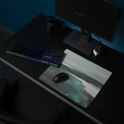Pastel Seascape Horizon Mouse Pad - Seascape Blue Pink Desk Pad Calm Coastal Minimalist Non Slip Gaming Pad