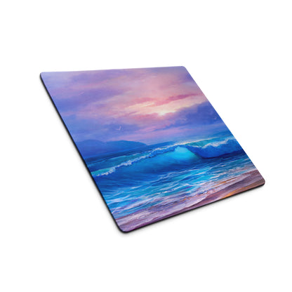 Coastal Sunset Ocean Mouse Pad - Mouse Pad Blue Purple Sunset Gaming Desk Modern Calm Minimalist Ocean Artwork