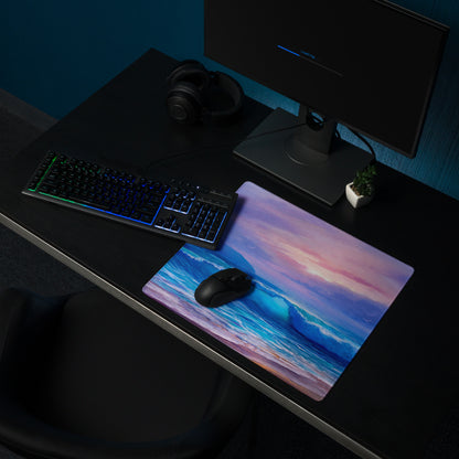 Coastal Sunset Ocean Mouse Pad - Mouse Pad Blue Purple Sunset Gaming Desk Modern Calm Minimalist Ocean Artwork