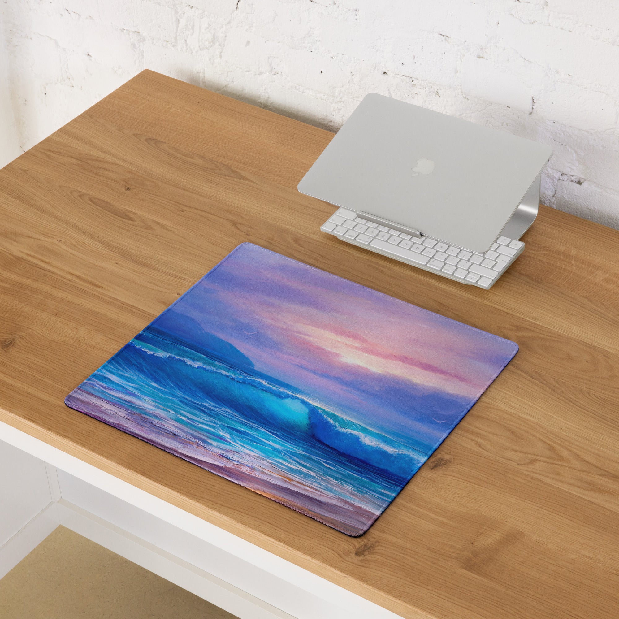 Coastal Sunset Ocean Mouse Pad - Mouse Pad Blue Purple Sunset Gaming Desk Modern Calm Minimalist Ocean Artwork