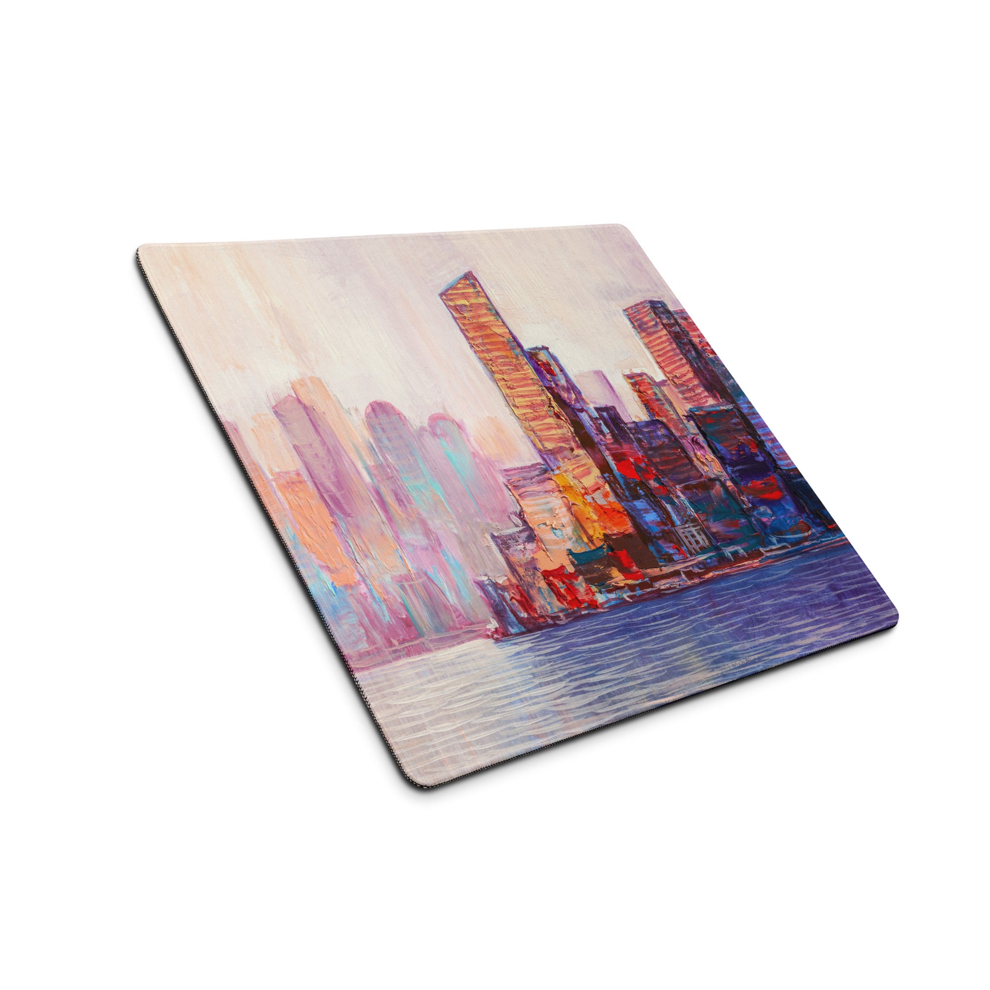 Pastel City Skyline Gaming Mouse Pad - City Skyline Pastel Desk Setup Watercolor Dreamy Calm Modern City Art Print