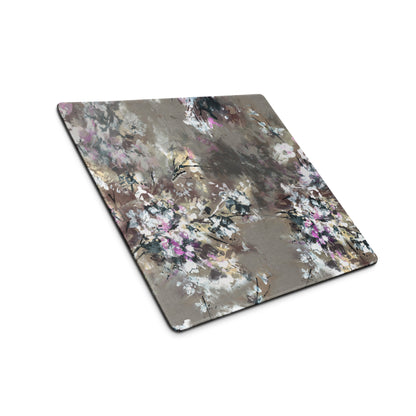 Floral Abstract Gaming Mouse Pad - Floral Pattern Beige Pink Gray Desktop Gaming Art Soft Mood Modern Minimal Desk Decor