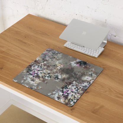 Floral Abstract Gaming Mouse Pad - Floral Pattern Beige Pink Gray Desktop Gaming Art Soft Mood Modern Minimal Desk Decor