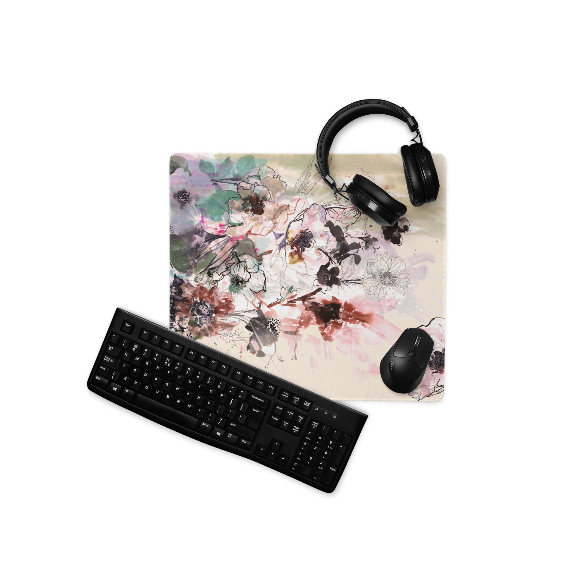 Floral Watercolor Desk Pad Pastel Tones - Floral Desk Pad Pastel Tones For Home Office Modern Calming Mood Watercolor