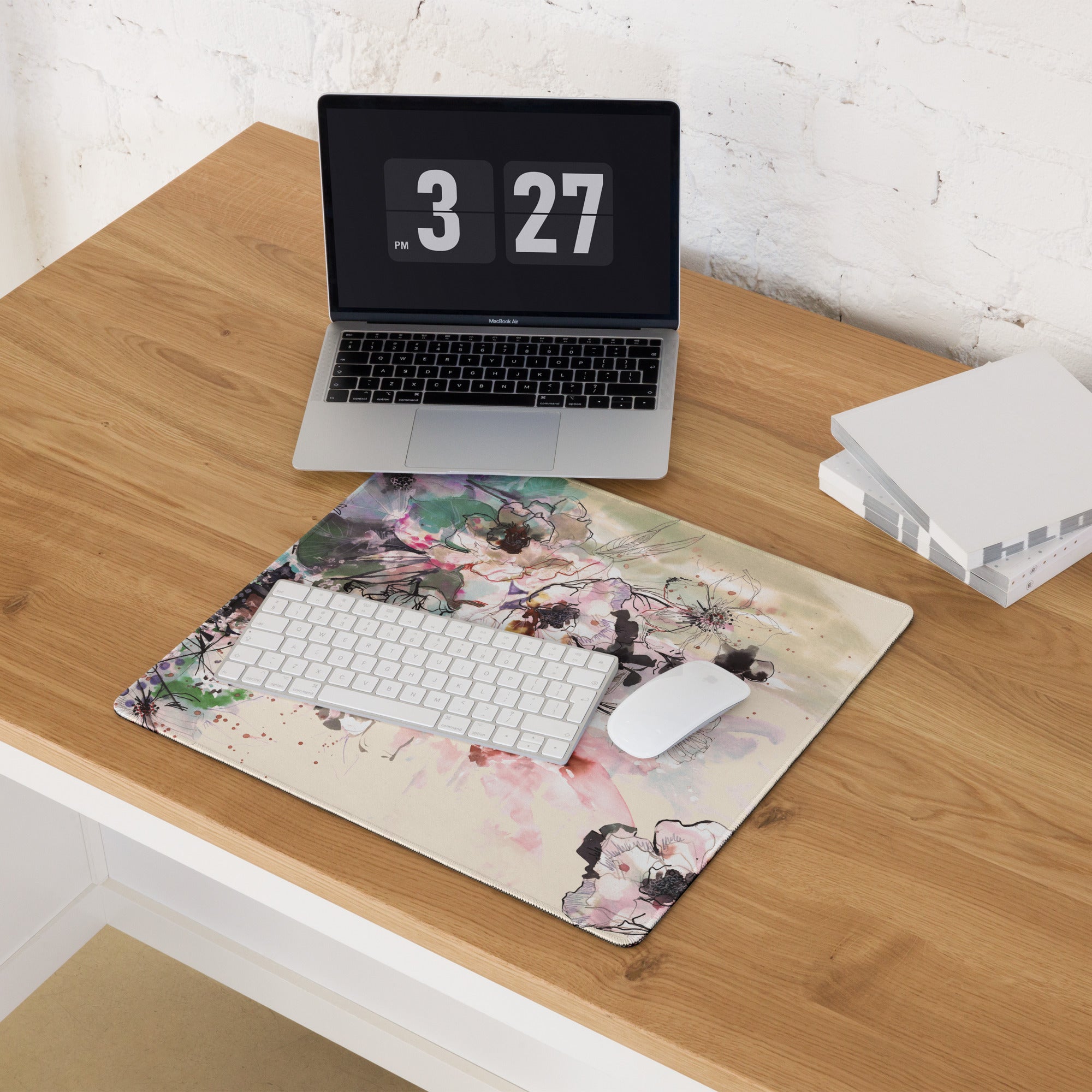 Floral Watercolor Desk Pad Pastel Tones - Floral Desk Pad Pastel Tones For Home Office Modern Calming Mood Watercolor