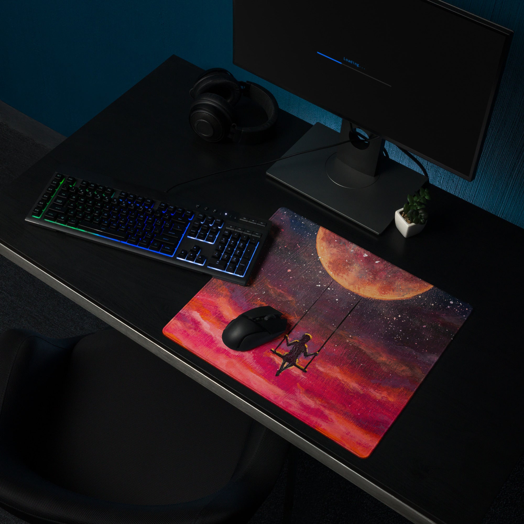 Cosmic Sunset Galaxy Pad - Space Galaxy Mouse Pad Purple Pink Orange Gaming Desk Dreamy Celestial Mood Modern Decor Print