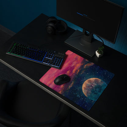 Cosmic Colorway Gaming Mouse Pad - Gaming Mouse Pad Red Blue Desk Cosmos Vibrant Space Themed Desk Mat Digital