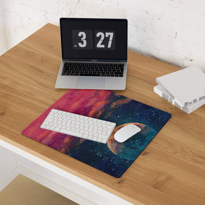 Cosmic Colorway Gaming Mouse Pad - Gaming Mouse Pad Red Blue Desk Cosmos Vibrant Space Themed Desk Mat Digital
