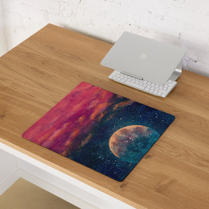 Cosmic Colorway Gaming Mouse Pad - Gaming Mouse Pad Red Blue Desk Cosmos Vibrant Space Themed Desk Mat Digital