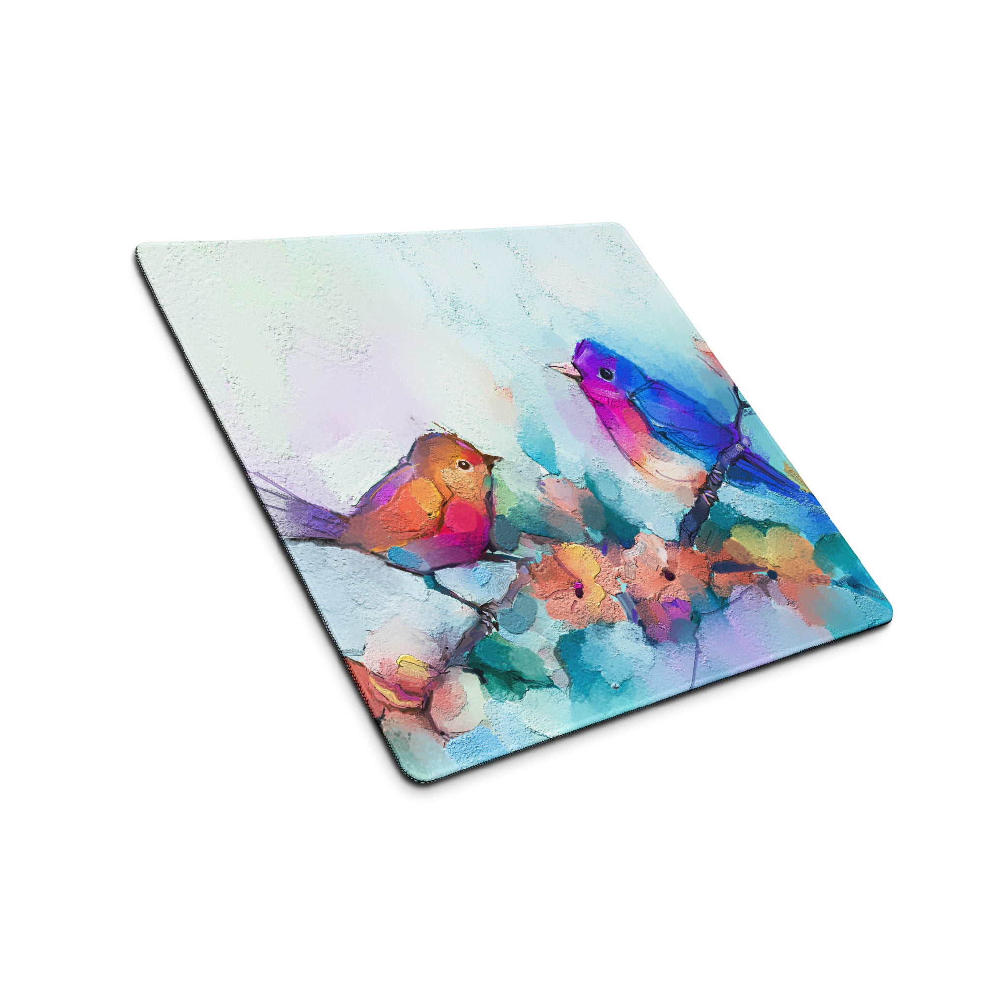 Vibrant Watercolor Birds Pad - Birds Multicolor Desk Watercolor Vibrant Mood Modern Decor Gaming Mouse Pad Watercolor