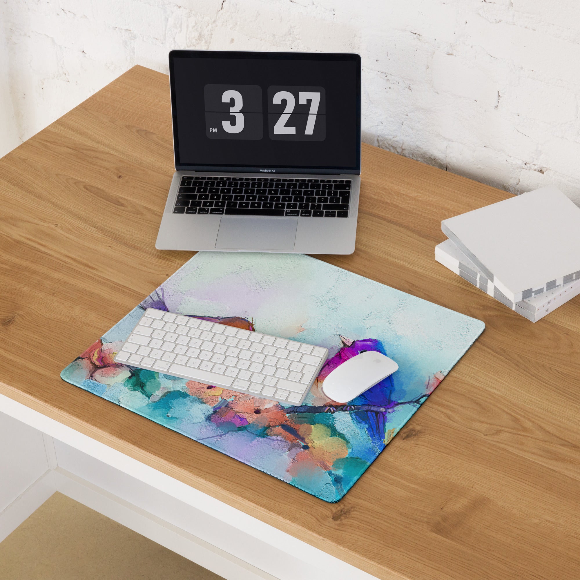 Vibrant Watercolor Birds Pad - Birds Multicolor Desk Watercolor Vibrant Mood Modern Decor Gaming Mouse Pad Watercolor