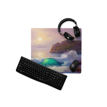 Sunset Cliff Ocean Mouse Pad - Mouse Pad Sunset Pink Purple For Desk Setup Impressionist Coastal Decor Serene Mood Large