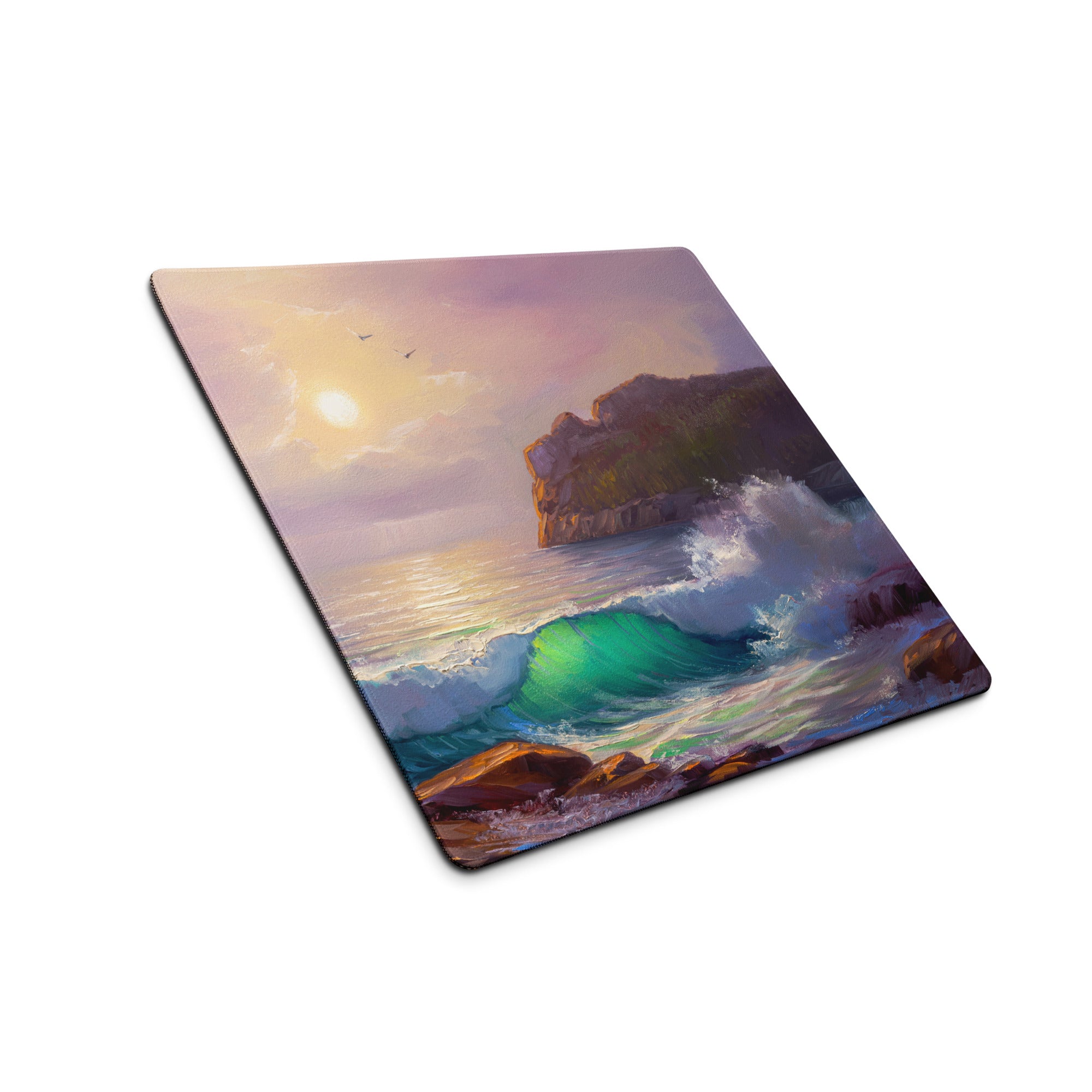Sunset Cliff Ocean Mouse Pad - Mouse Pad Sunset Pink Purple For Desk Setup Impressionist Coastal Decor Serene Mood Large