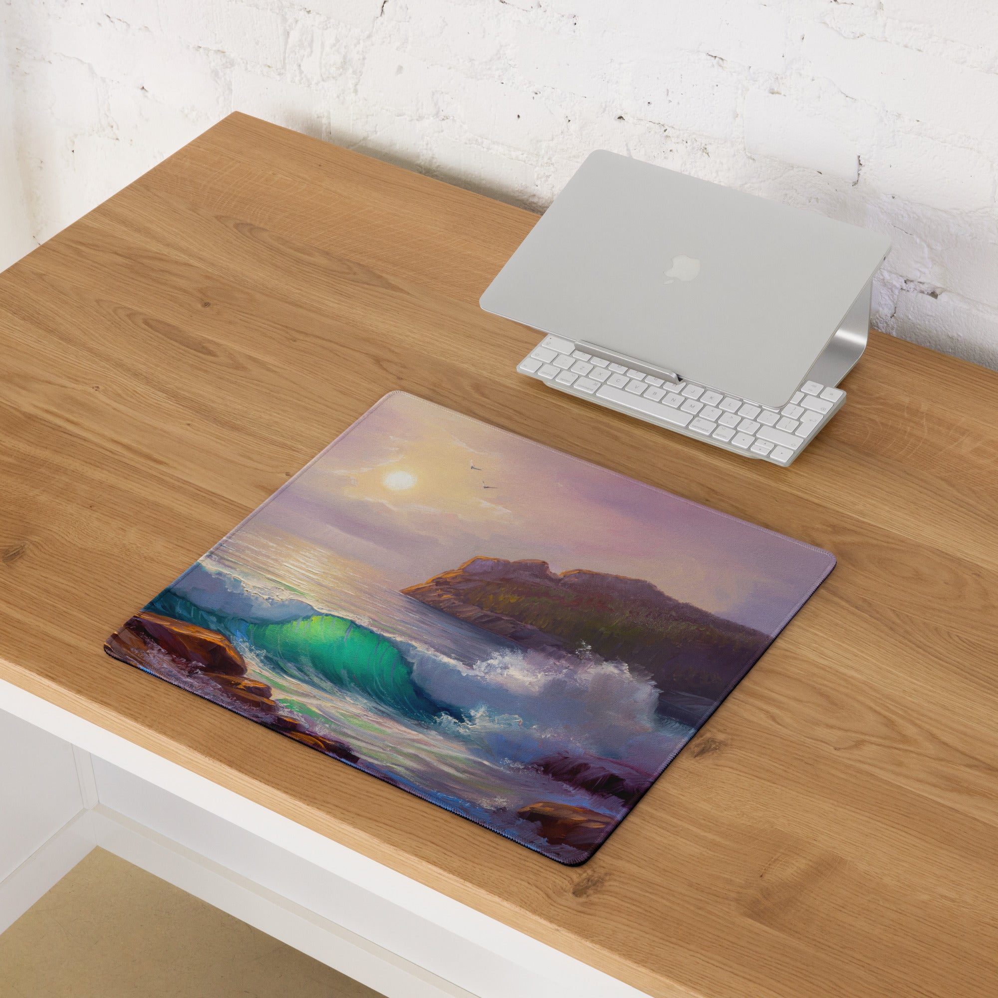 Sunset Cliff Ocean Mouse Pad - Mouse Pad Sunset Pink Purple For Desk Setup Impressionist Coastal Decor Serene Mood Large