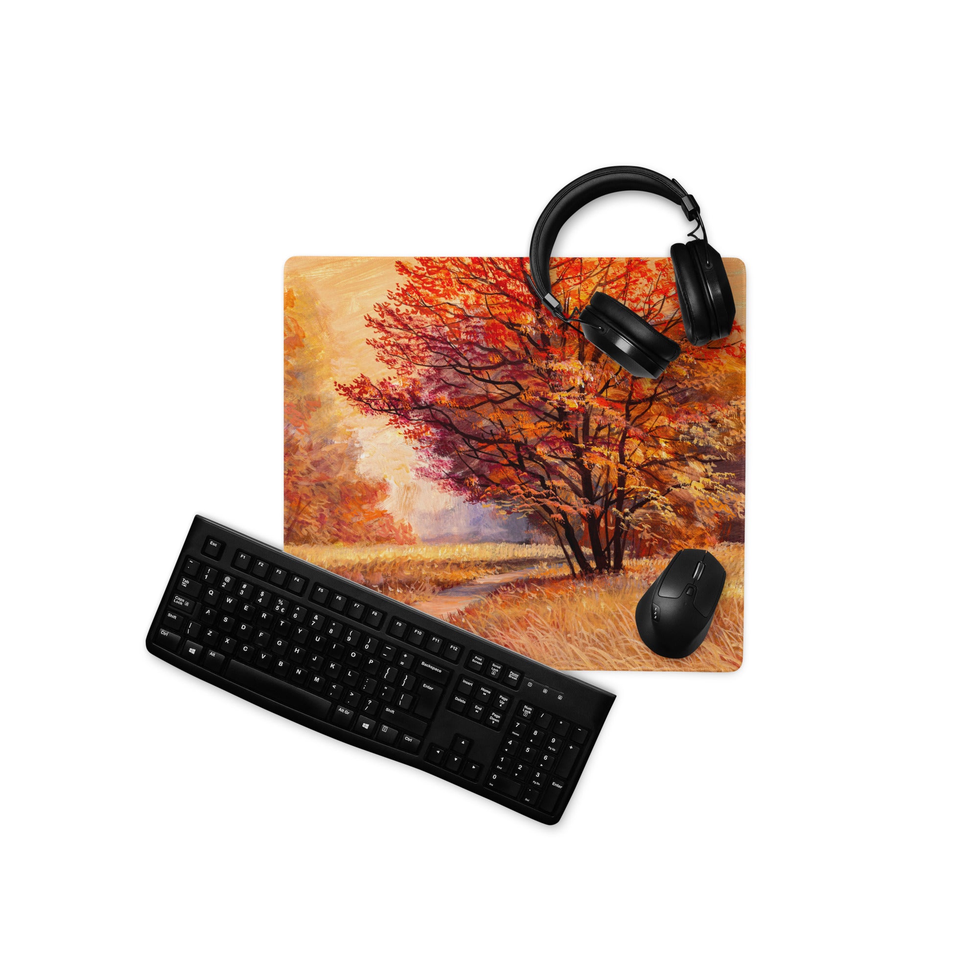 Autumn Forest Impressions Pad - Autumn Trees Orange Copper Desk Impressionist Warm Mood Rustic Modern Desk Accessory Oil