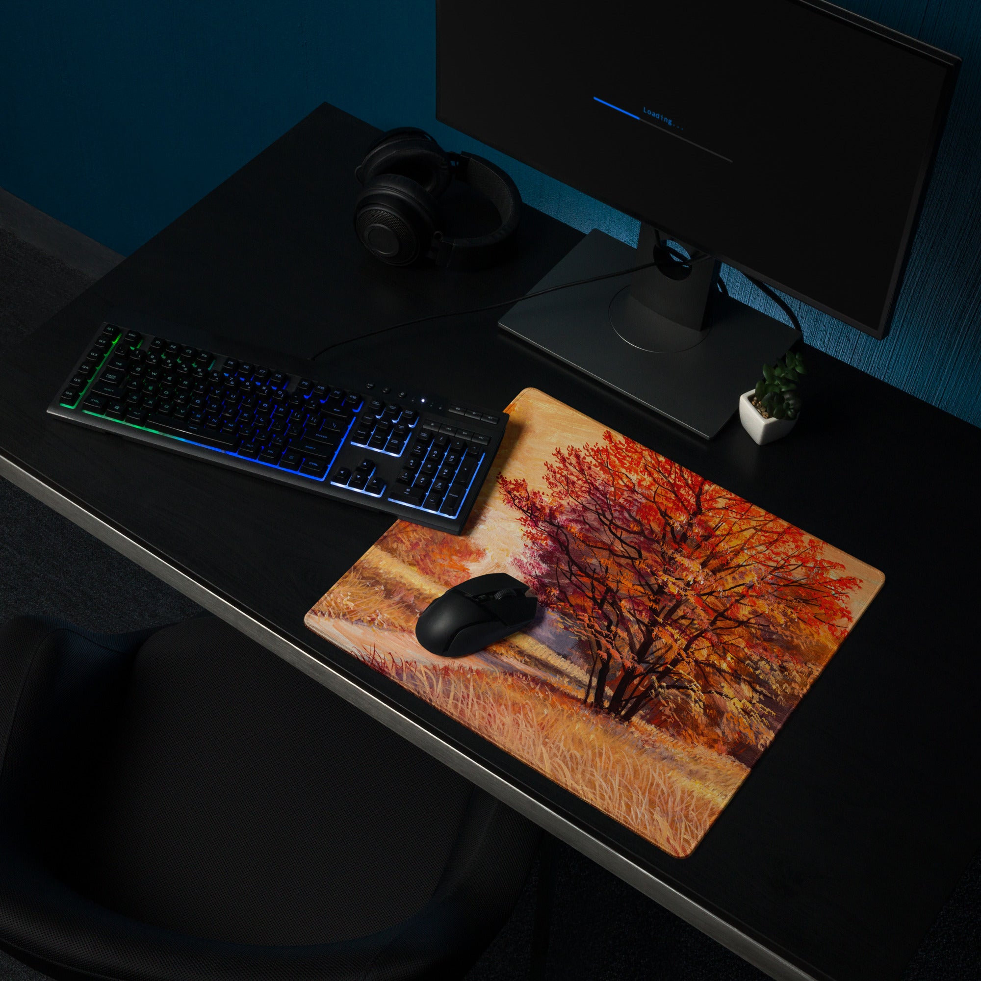 Autumn Forest Impressions Pad - Autumn Trees Orange Copper Desk Impressionist Warm Mood Rustic Modern Desk Accessory Oil