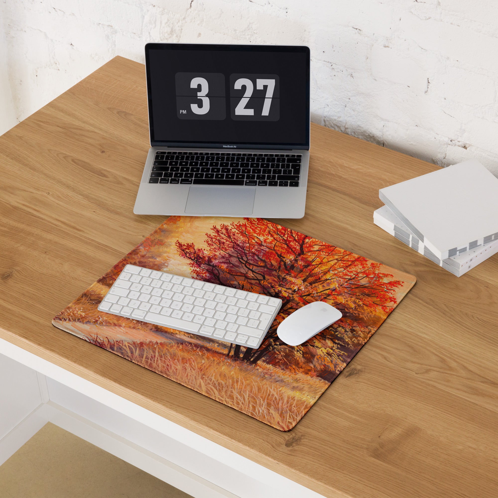Autumn Forest Impressions Pad - Autumn Trees Orange Copper Desk Impressionist Warm Mood Rustic Modern Desk Accessory Oil