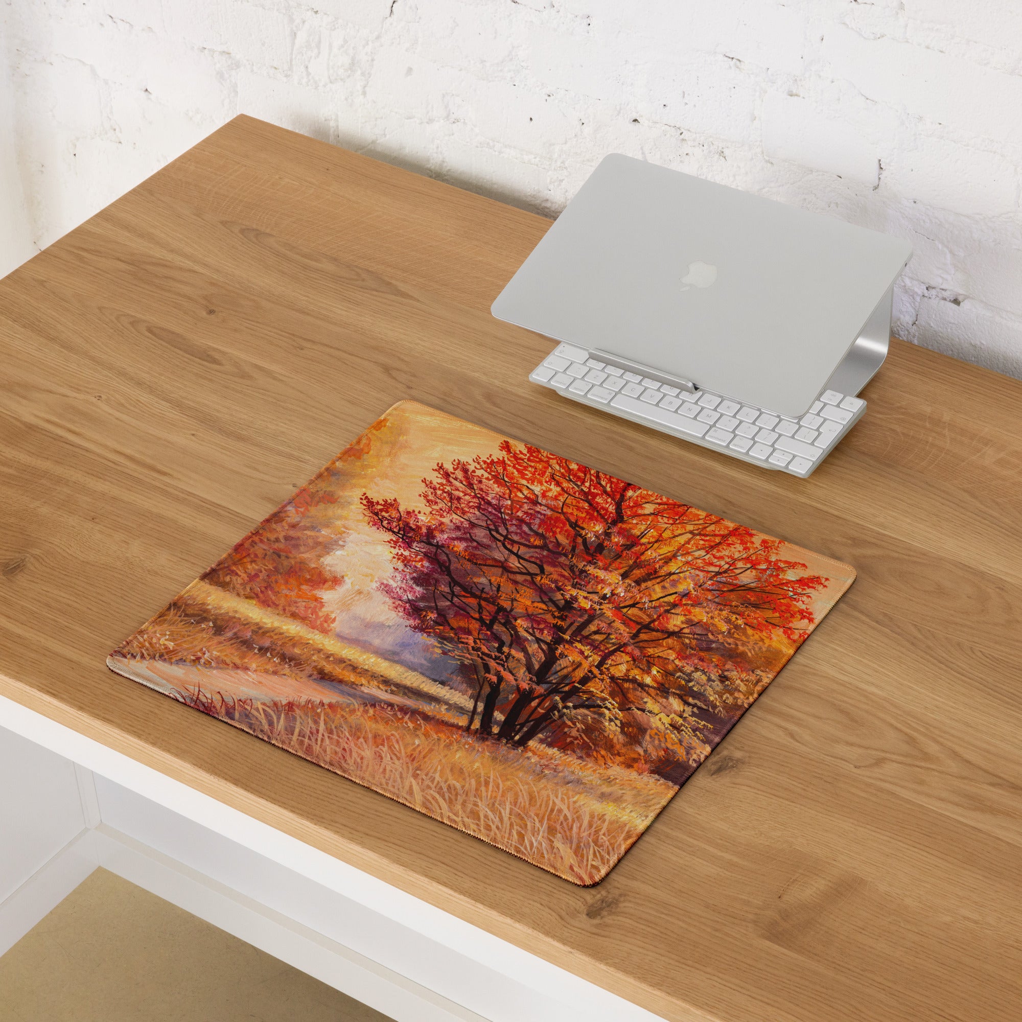 Autumn Forest Impressions Pad - Autumn Trees Orange Copper Desk Impressionist Warm Mood Rustic Modern Desk Accessory Oil